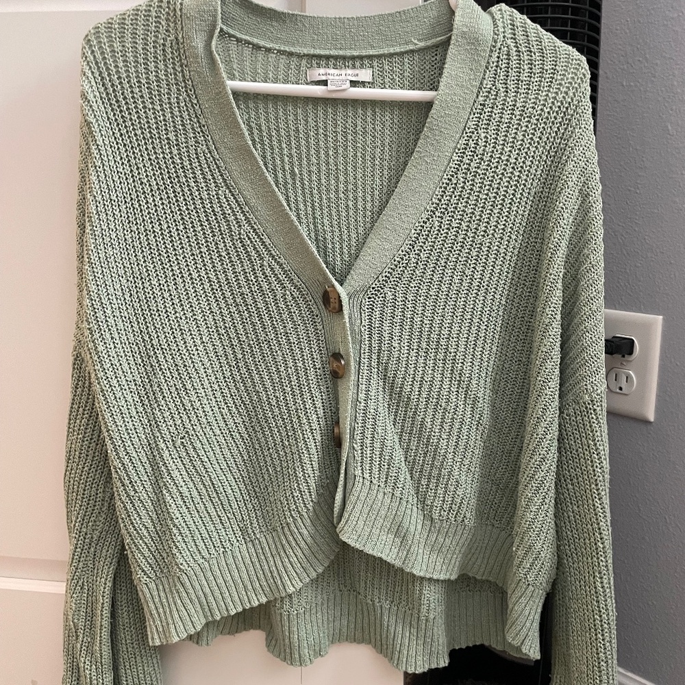 Extra Small Green American Eagle Button Up Cardigan